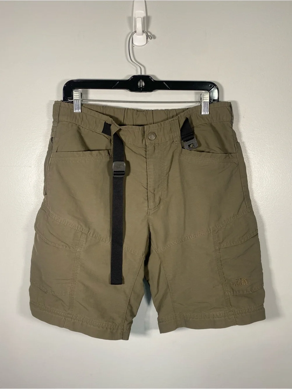 The North Face Olive Cargo Shorts with Integrated Black Web Belt